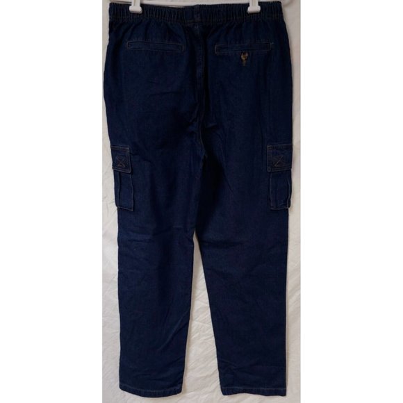 Haband Casual Joe Medium Elastic Waist Pullon Zipper Dark Wash Cargo Jeans 30x31 - Picture 5 of 9